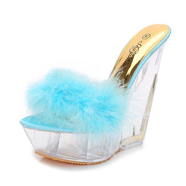 

slippers sandals women shoes ultra-high heels 15cm thin wedding banquet goddess platforms thick bottom model catwalk, Black