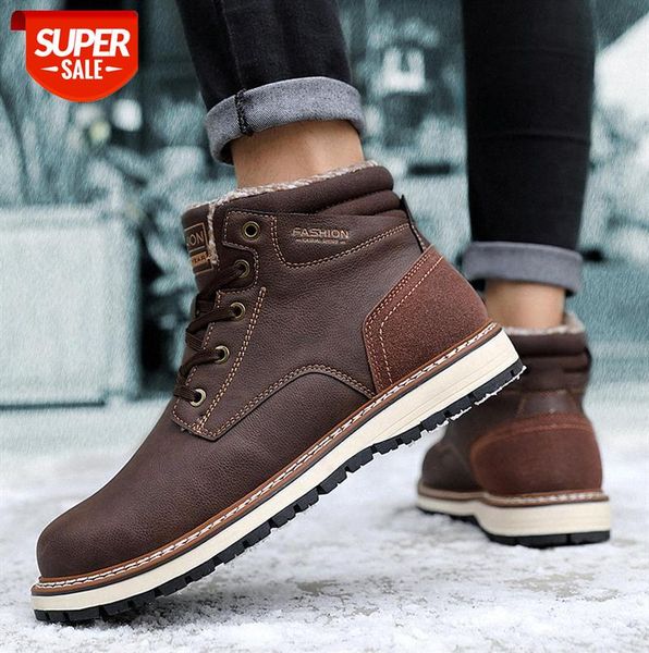 

men's casual shoes round toe large size pu warm martin boots men #zf5z