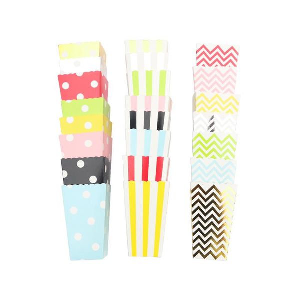 

gift wrap 6pcs/set birthday party decorations kids bag popcorn boxes yellow blue pink disposable wedding anniversary valentine's day