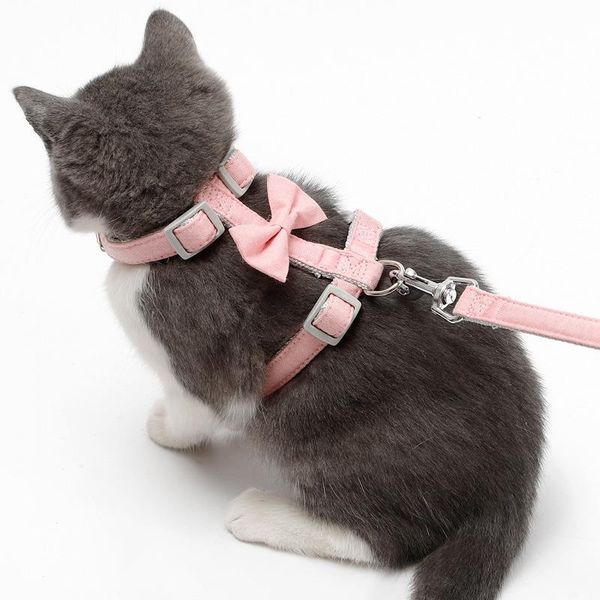 

cat collars & leads adjustable cats harness breakaway leash cotton strap collar with for kitten puppy small dogs walking
