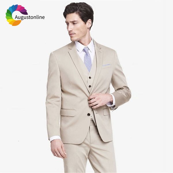 

men's suits & blazers beige men slim fit wedding groom tuxedos 3 pieces (jacket+pants+vest) bridegroom set man prom wear 66p9, White;black