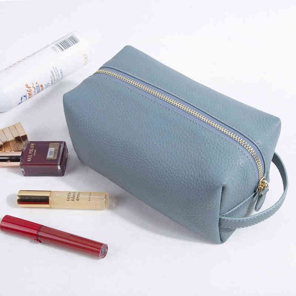 Nxy Cosmetic Bags Высокое Качество Натуральная Кожа или Чехол Женщины Путешествия составляют с личным, сделанным в Китае Туалетная сумка 220124
