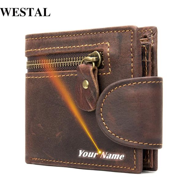 

wallets westal engraving men's wallet genuine leather purse for men clutch short slim cards coin 704, Red;black