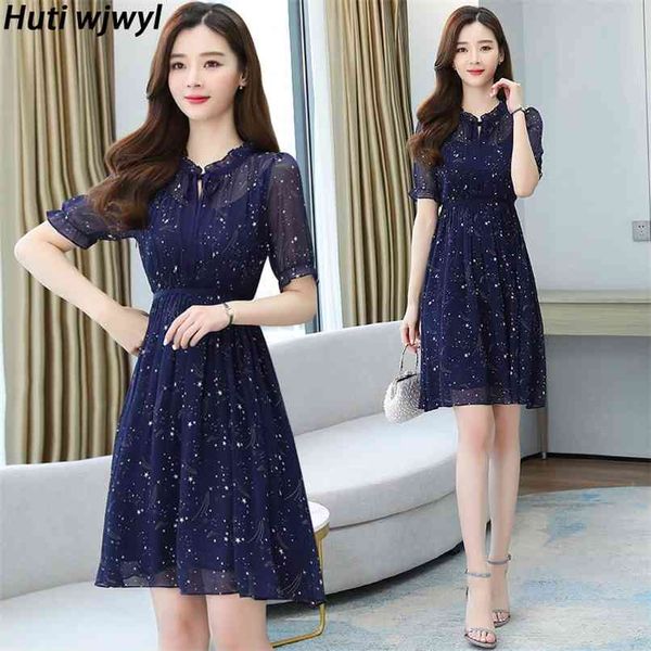 

summer floral chiffon beach mini dress women elegant bodycon party vestido vintage print star oversize casual sundress 210528, Black;gray