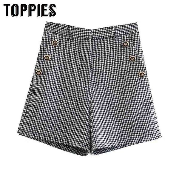 

ies new women plaid shorts high waist buttons short trousers women clothing 210412, White;black