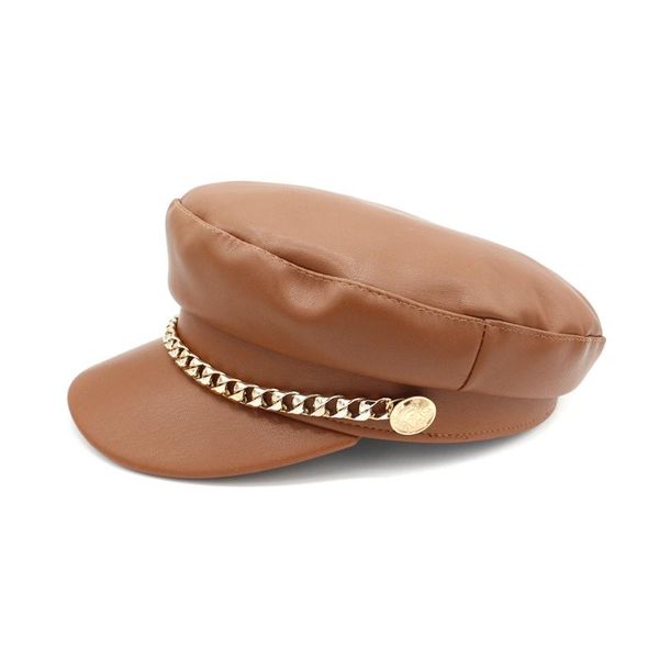 

berets faux leather solid color military cap women fashion navy beret hat casual winter autumn trendy big brim sun, Blue;gray