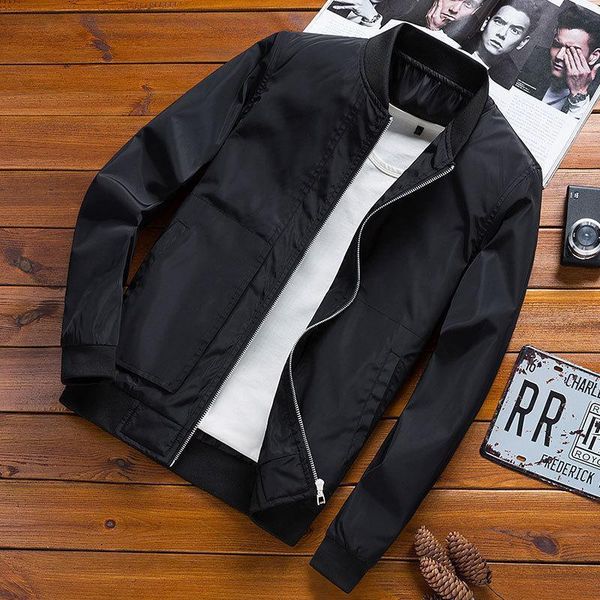

men's jackets 2021 casual spring autumn jacket coat sleeve overcoat solid color zipper male outwear clothing for men, Black;brown