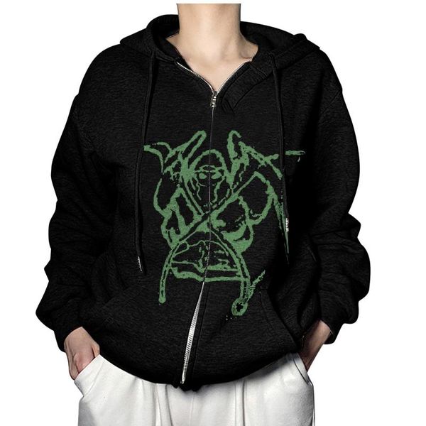 

women's jackets women's y2k short slim hoodies skeleton printed zipper sports hooded drawstring sweatshirt long sleeve front pocket, Black;brown
