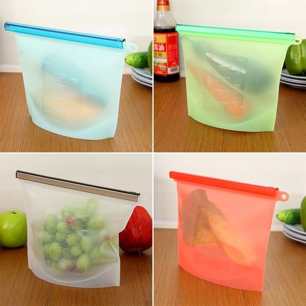 

food savers & storage containers 4pcs reusable silicone bag hermetic bags fruit refrigerator er kitchen organizer 23*18cm