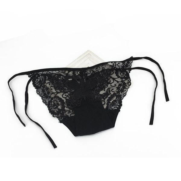 

women's panties lace women big bow low rise transparent bikini sports lacing briefs summer female hollow out lingerie underwear, Black;pink