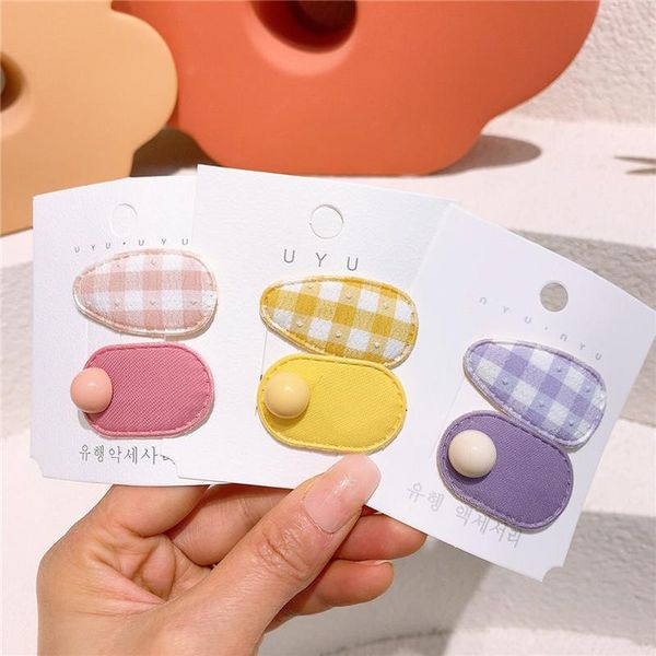 

the korean child lattice fabric water droplets hairpin lovely female baby small ellipse bb clip bangs side card issuance hair accessories, Slivery;white