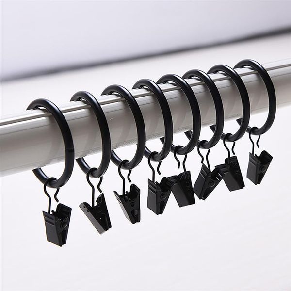 

other home decor 10pcs four specifications of metal curtain clip ring buckle hanging black storage hook, sticky hook