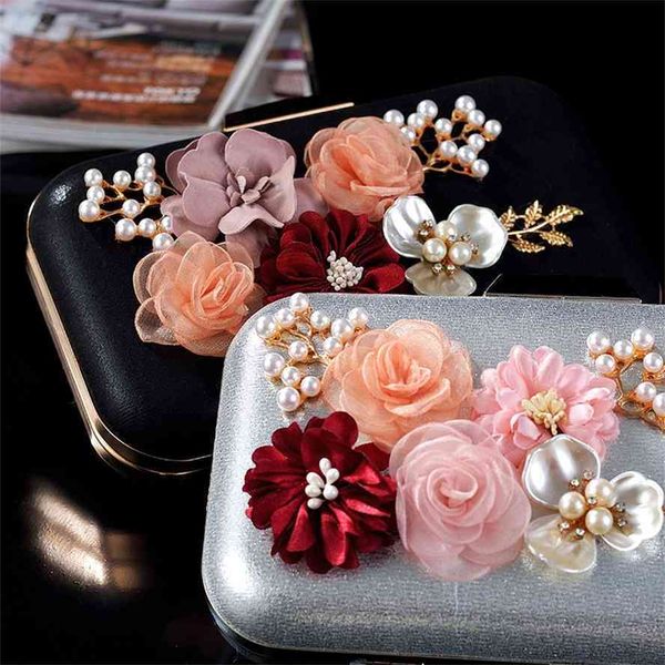 

new style pu bridal hand women's banquet slant cross flower small dress bag