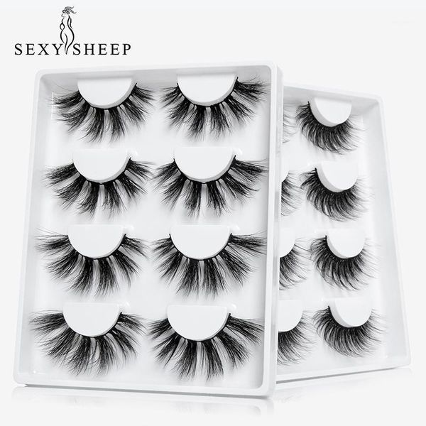 

4pairs thick eyelashes 100% handmade lashes mink false eyelash makeup tools1