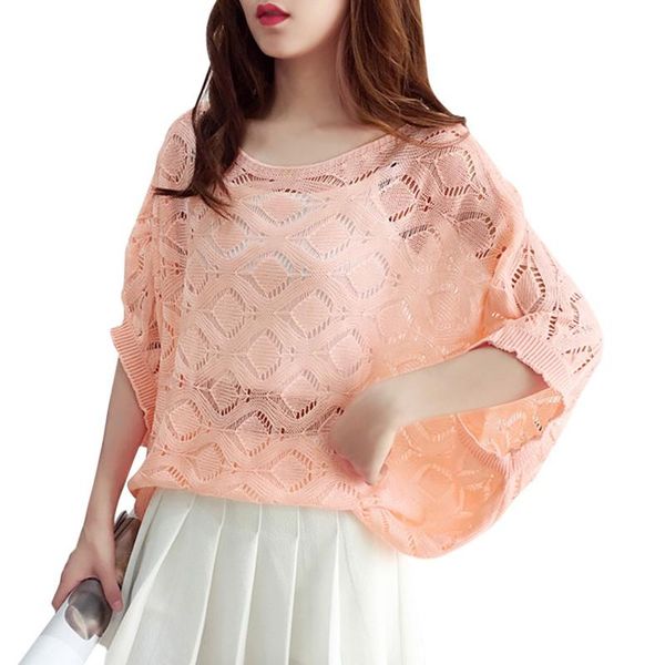 

women's t-shirt women summer knitted cotton lace pullover loose female hollow out fashion shirt plus size, White