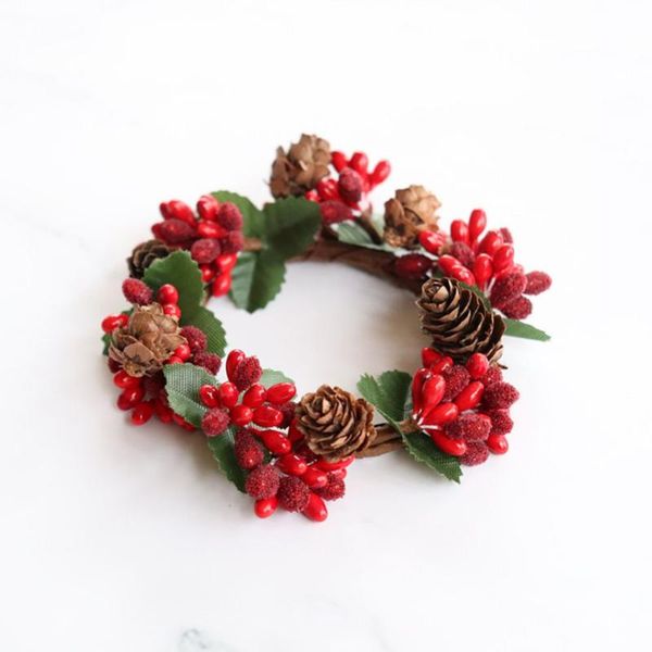 

decorative flowers & wreaths christmas mini garland decoration tapered candle ring holder dinner wedding party home accessories