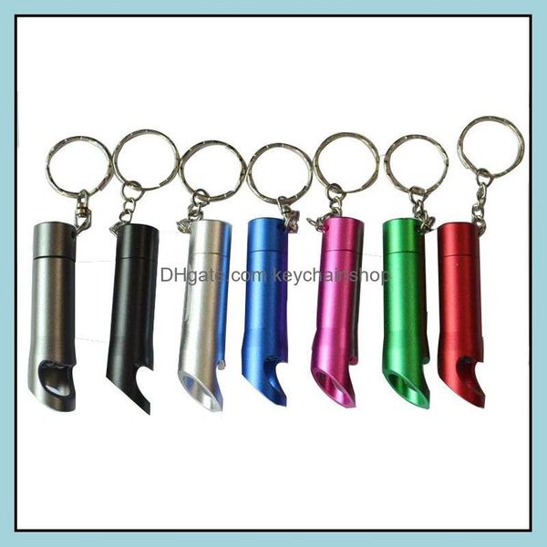 

keychains fashion accessories keychain key chain wholesale custom aluminum alloy led flashlight mini bottle opener metal drop delivery 2021, Silver