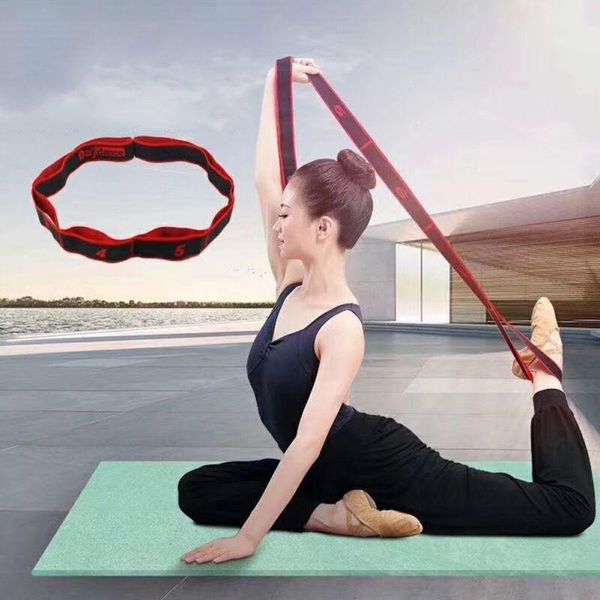 

yoga stretch strap with 8 loops elastic folding adjustable band latin dance stretching tool resistance bands