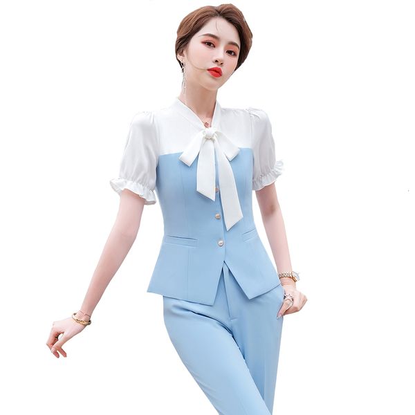 

women's suits & blazers elegant of the ladies in office short pants suit for formal summer 2 piece blue plus size blazer and, White;black