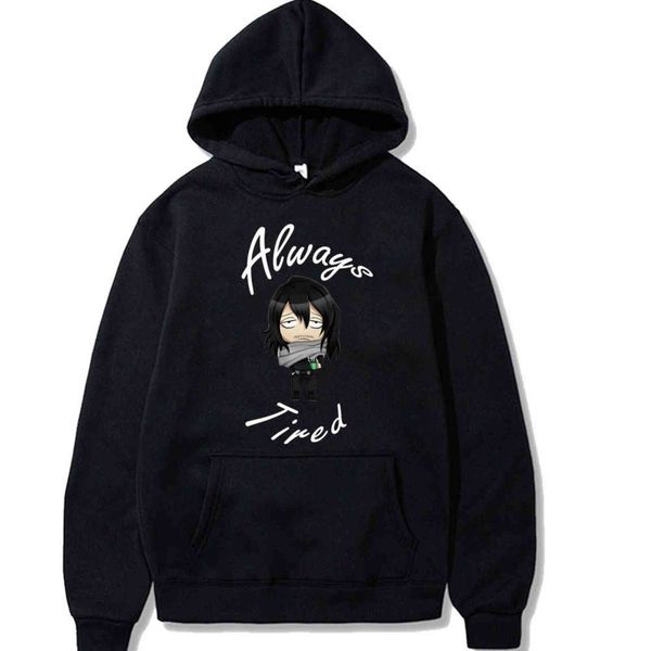 Sempre cansado Meu herói Academia Shoto Aizawa Hoodies Masculinos Homens Engraçado Sueter Y211118