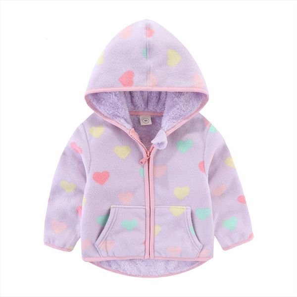 

1 6y childrens fashion long sleeved cartoon polar fleece warm zipper hooded jacket preferred winter f4, Blue;gray