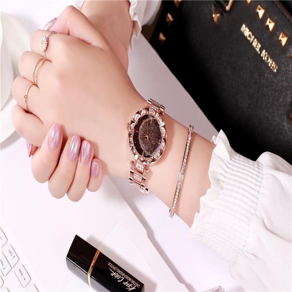 

wristwatches watch women quartz ladies watches gifts stainless steel waterproof rose gold zegarek damski, Slivery;brown