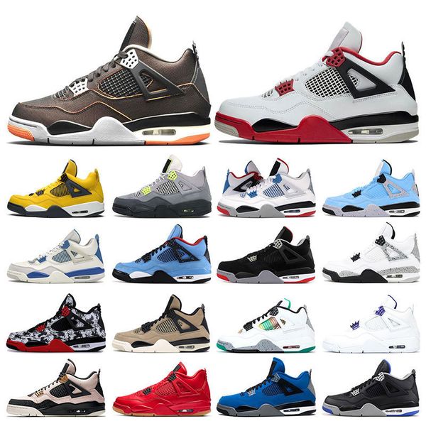 

shoes newly mens sneakers 4 basketball 4s university blue starfish fire red purple metallic white cement womens sports trainers size 7-13