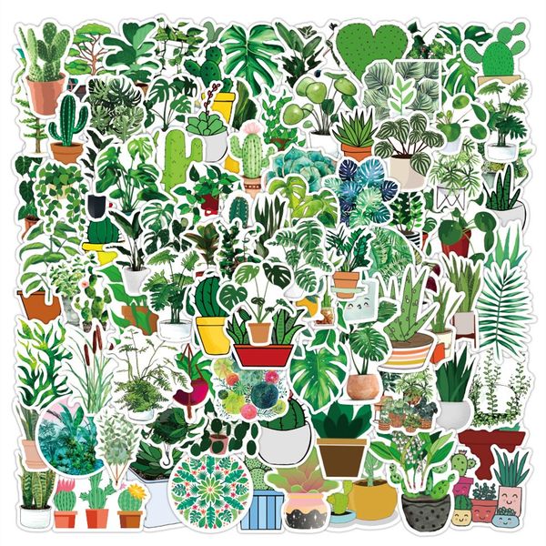 

100pcs/lot ale green plants stickers for lapskateboard notebook luggage water bottle car decals kids gifts