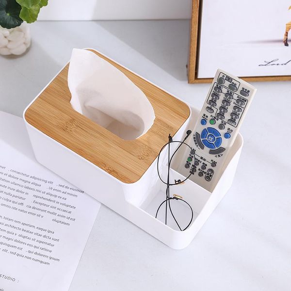 

tissue boxes & napkins multifunctional paper towel box with bamboo cover; simple