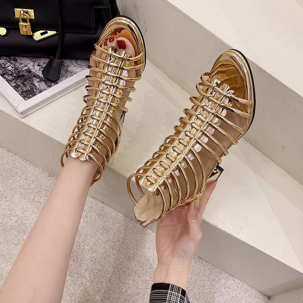 

boots shoes lady zipper luxury designer boots-women mid calf fashion summer rubber elegant high heel 2021 sandals cotton fabric, Black