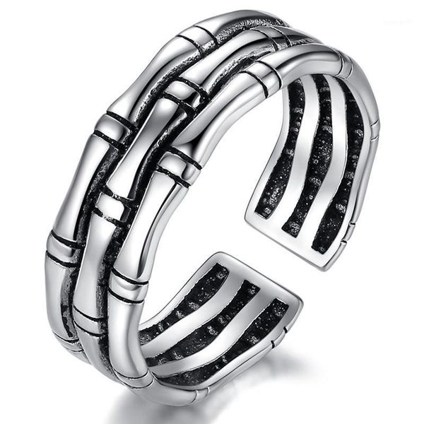 

cluster rings bamboo multi-layer vintage punk chunky adjustable thai silver color ring for women mens korean trendy tibetan jewelry s-r22041, Golden;silver