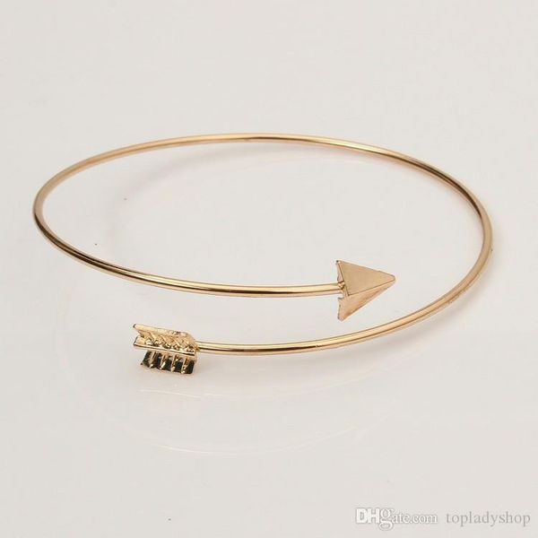 

bangle 66mm women girls alloy cuff bangles gold arrow opening bracelet female wholesale se08 mvmh, Black