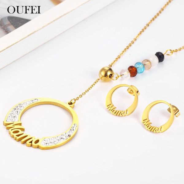 

earrings & necklace oufei charm set stainless steel jewelry woman 2021 sets accessories bohemian mass effect, Silver