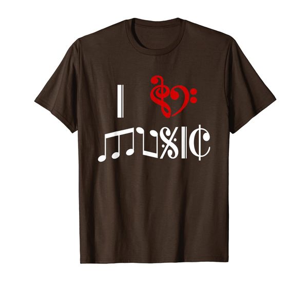 

i heart music love classical notation staff clef t-shirt, White;black