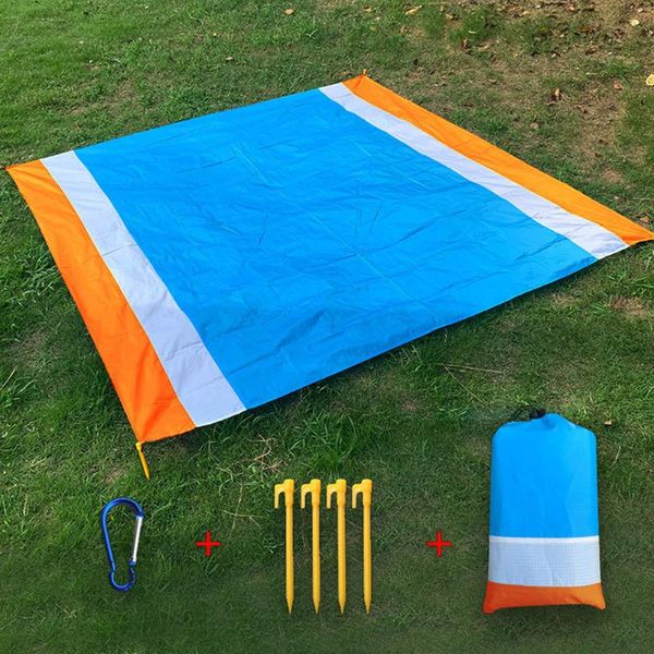 

outdoor pads large picnic nylon pocket with carabiner beach blanket portable foldable waterproof compact camping mat durable travel
