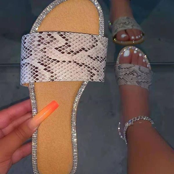 

sandals leopard crystal slip on shoes slippers woman bohemian style flat beach slipper for non-slip breathable, Black
