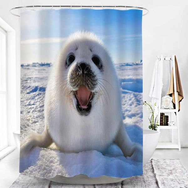 

digital printing waterproof shower curtain fabric bathroom polyester europe animal dector bath curtains with hooks 180*200cm