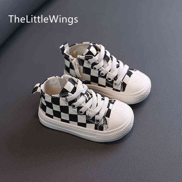 

children's spring 2022 new high canvas shoes boys' versatile trend girls' baby breathable casual shoes 0-1-3 years old g1210, Black;red