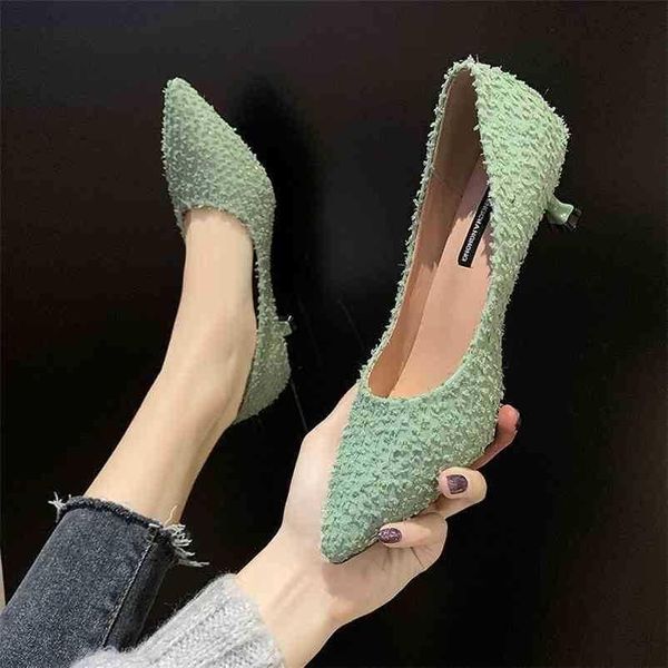 

2021 new women's shoes fashion light green stiletto heels office classic summer beige party banquet, Black