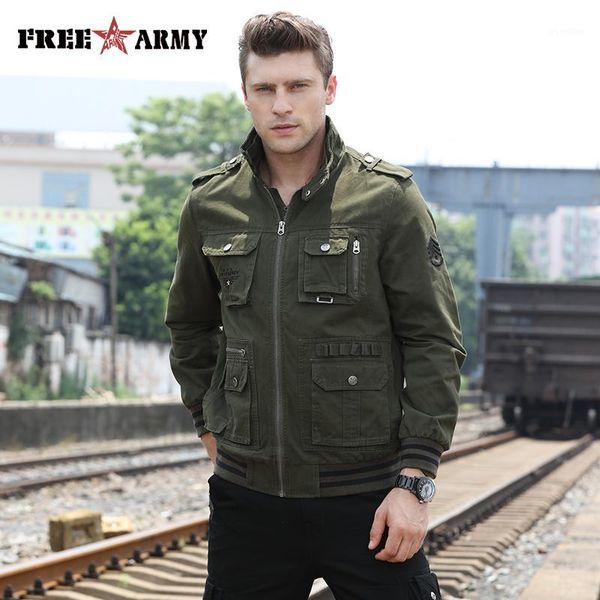 

men's jackets army jacket men autumn spring 2021 fashion clothes fit outfit pocket solid green mens coat ms-6280, Black;brown
