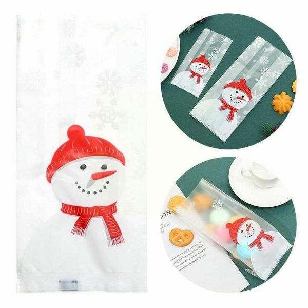 Noel dekorasyonları 50 adet neşeli hediye çantası pişirme ambalajı Claus Candy Snowman Santa Kurabiye Karikatür J6p5