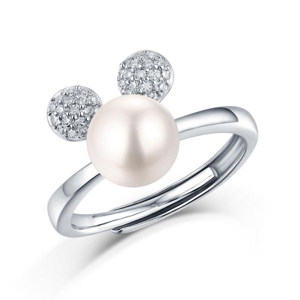 

cluster rings fashion style sterling silver 925 women pearl jewelry natural freshwater adjustable for, Golden;silver