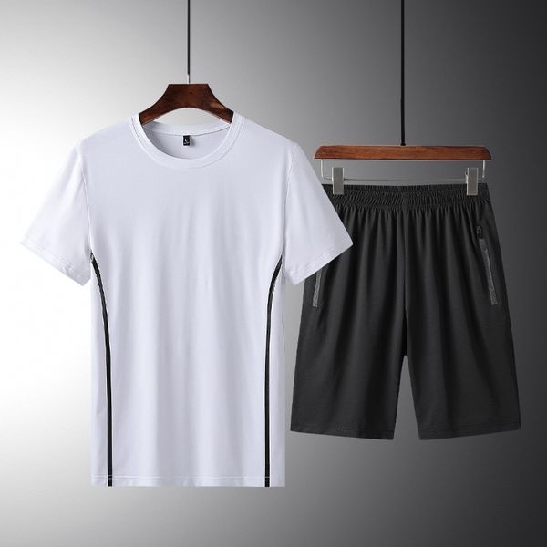

2021 fashion short sleeve t-shirt shorts men's youth leisure sports suit, Gray