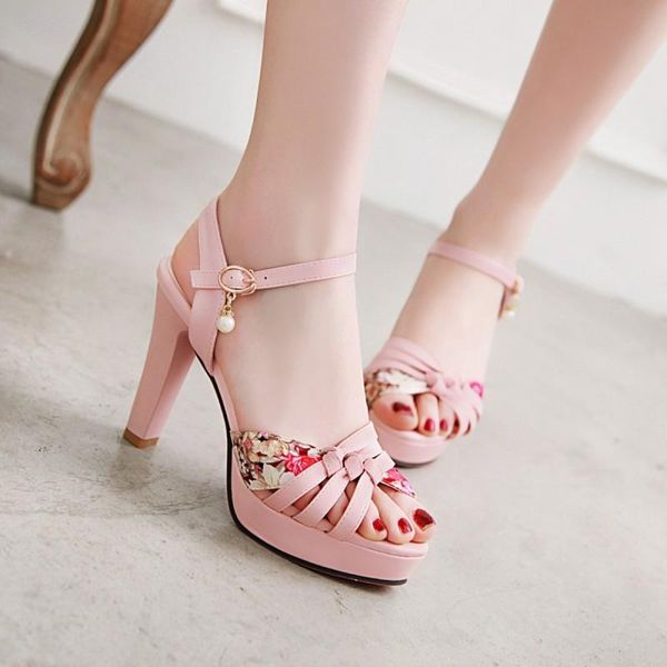 

summer ladies' high heels open toe sandals sweet thick platform women's shoes fashion, Black