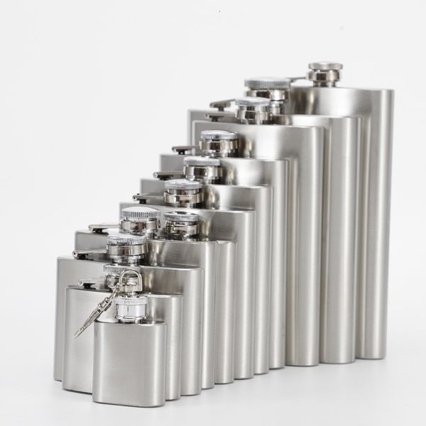 

flask flagon straight stainless steel plastic cover 1-18oz wine pot portable bottle