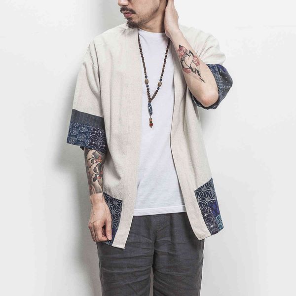 

men's jackets cotton linen shirt chinese streetwear kimono coat cardigan plus size 5xl drop xtcv, Black;brown