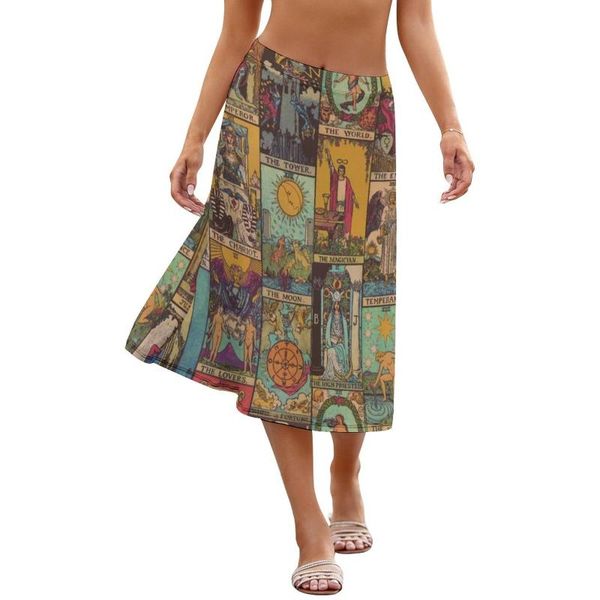 

skirts tarot skirt social simple women polyester patterns midi, Black