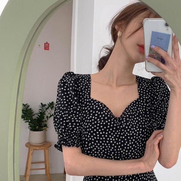 

women womens dress summer maxi long floral vintage lantern sleeve v neck high waist ladies dresses elegant korean midi sukienki, Black;gray