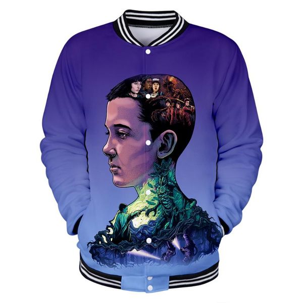 

women's jackets baseball jacket boys/girl autumn men women fashion print stranger thing 3d broken flower outerwear coat casual top, Black;brown