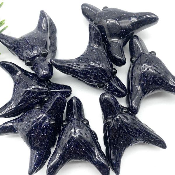 

decorative objects & figurines natural blue sandstone wolf head shaped carved crystal specimen healing for diy home decoration crystals